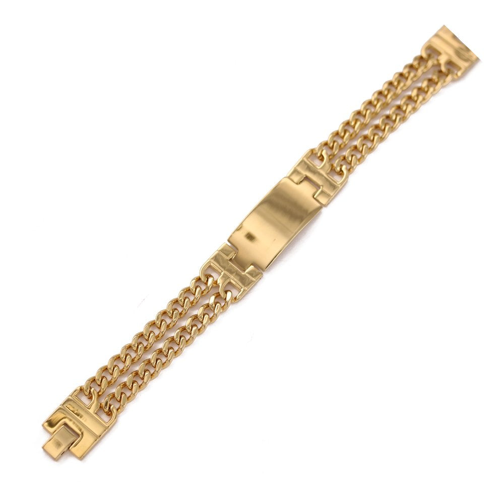 Pulsera Cubana Doble Cadena 8 MM BRS 1036 G