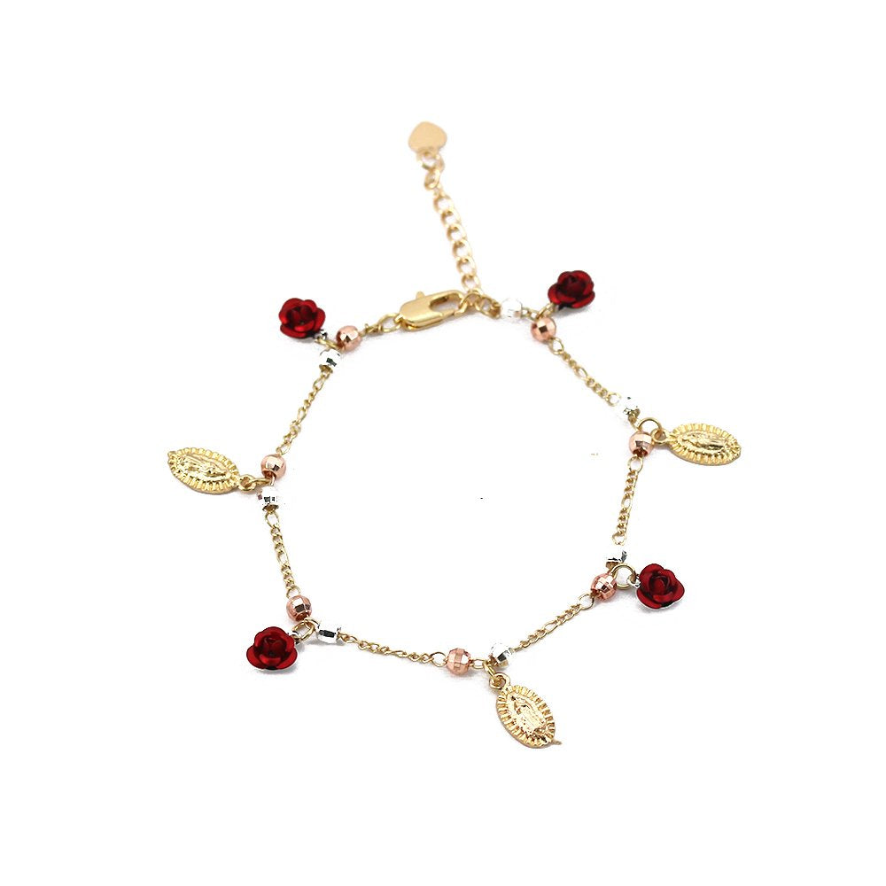 Pulsera Cuentas Con Guadalupe Y Rosas BRS 1072