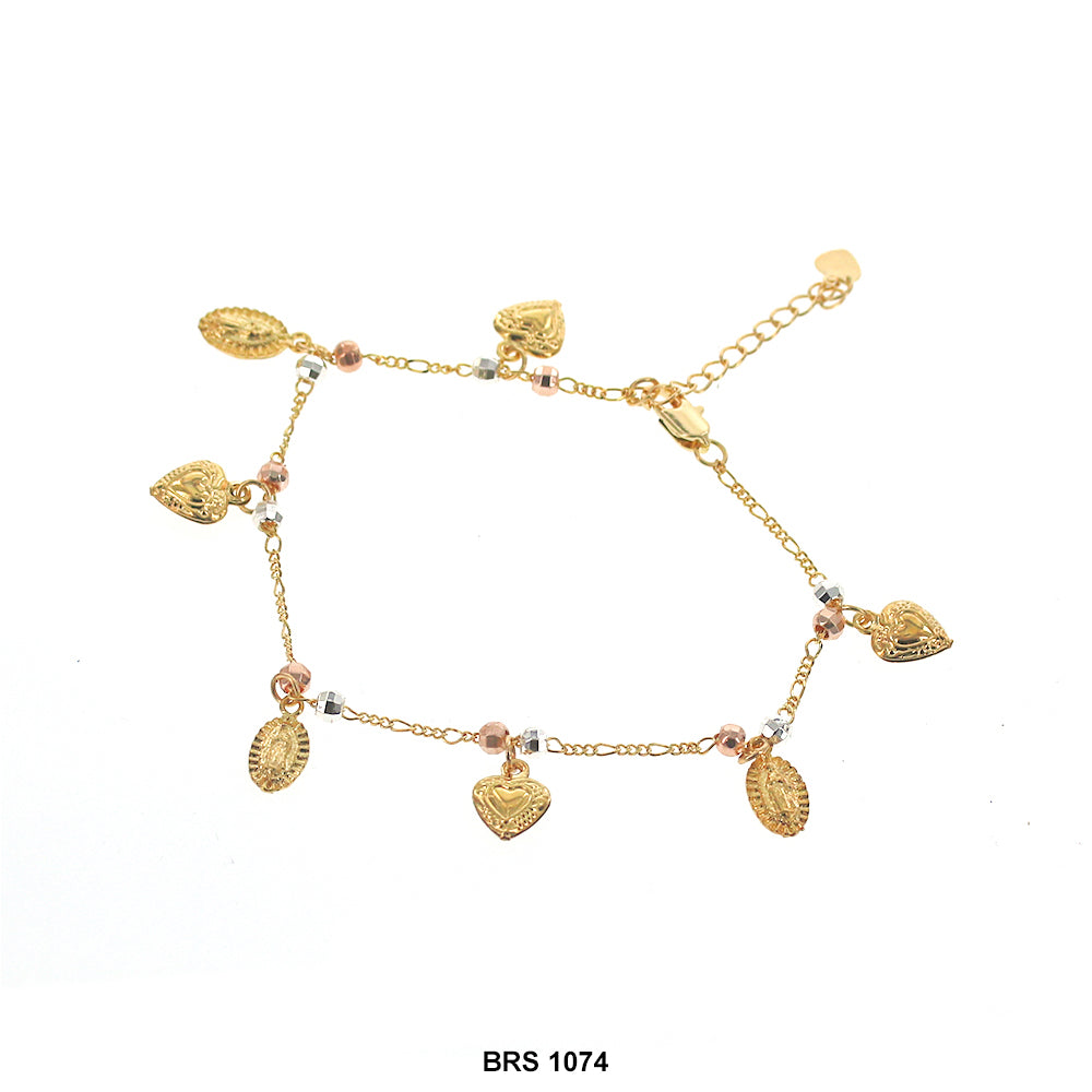 Pulsera Abalorios Con Corazones BRS 1074