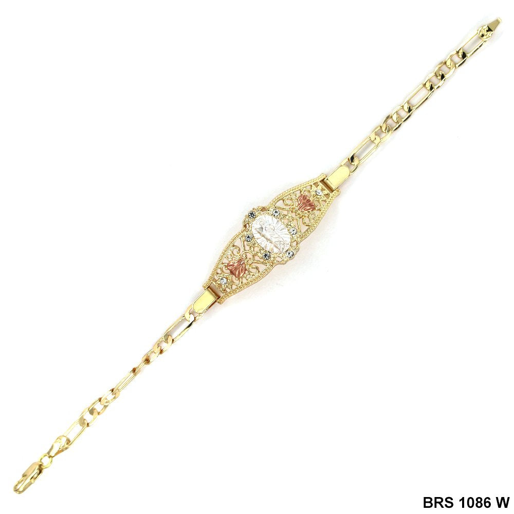 Pulsera Figaro San Judas Con Mariposas Blanco BRS 1086 W