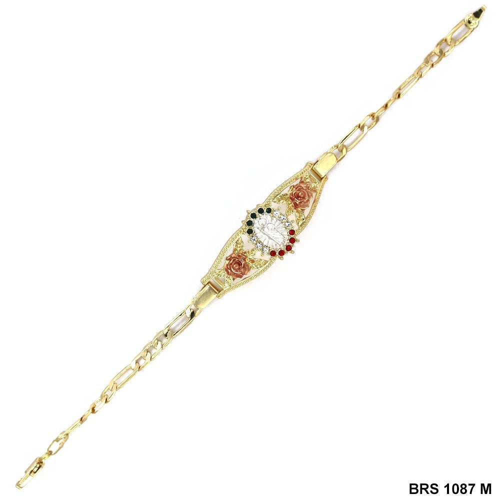 Pulsera Figaro San Judas Con Flores Multi BRS 1087 M