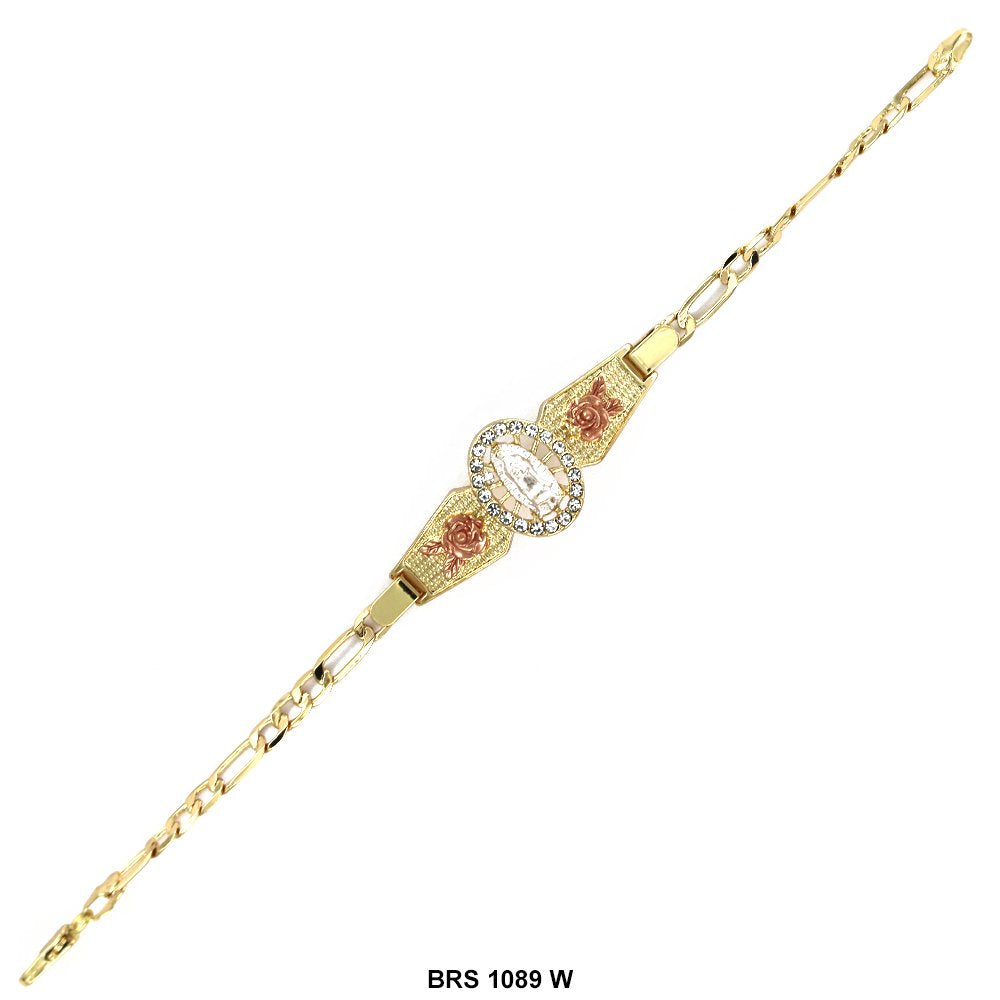 Pulsera Guadalupe Con Flores Figaro Blanco BRS 1089 W