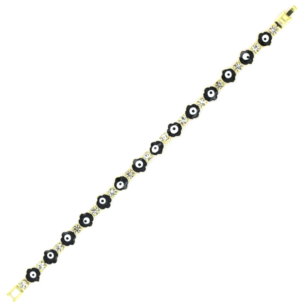 Round With Cubic Zirconia Evil Eye Bracelet BRS 1090 BK