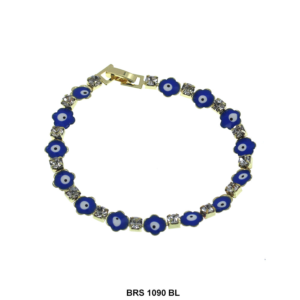 Pulsera Redonda Con Zirconia Cúbica Evil Eye BRS 1090 BL