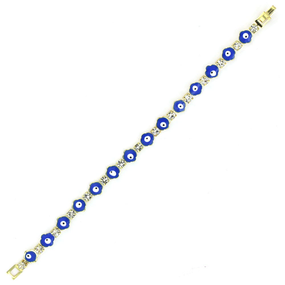 Pulsera Redonda Con Zirconia Cúbica Evil Eye BRS 1090 BL