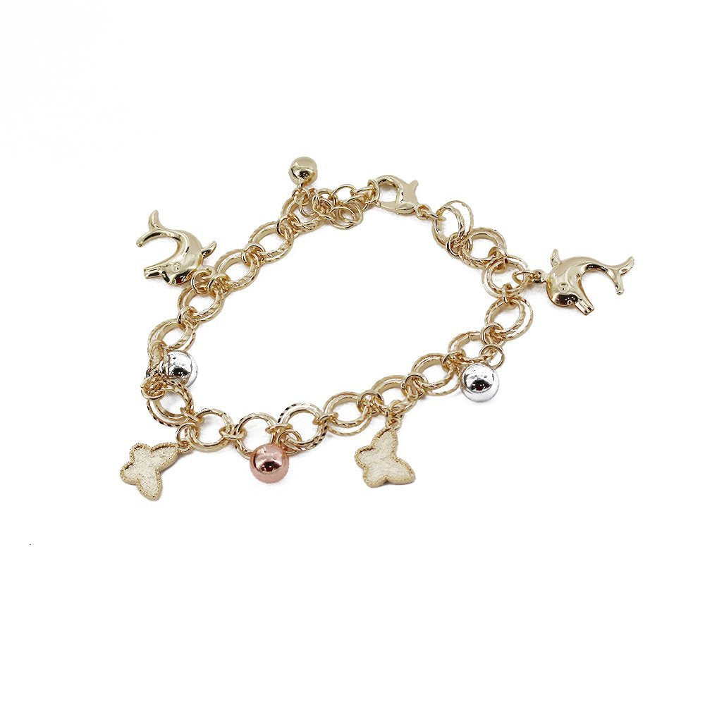 Butterfly And Dolphin Charms Bracelet BRS 1149