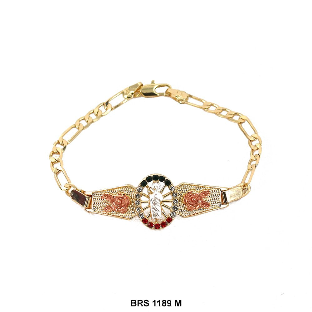 Pulsera Figaro San Judas Con Flores Multi BRS 1189 M