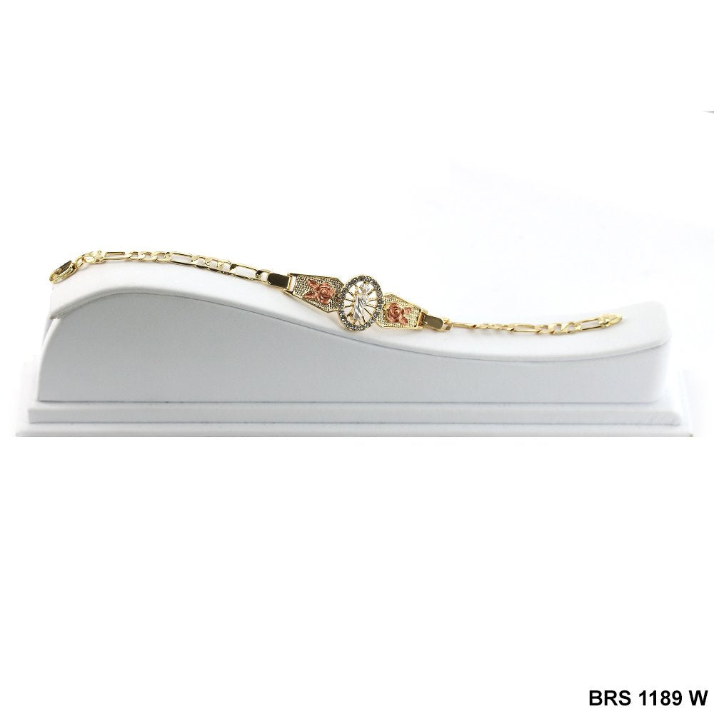 Pulsera Figaro San Judas Con Flores Blanco BRS 1189 W