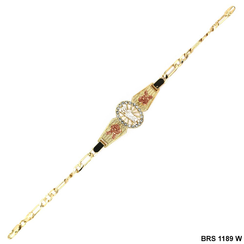 Pulsera Figaro San Judas Con Flores Blanco BRS 1189 W