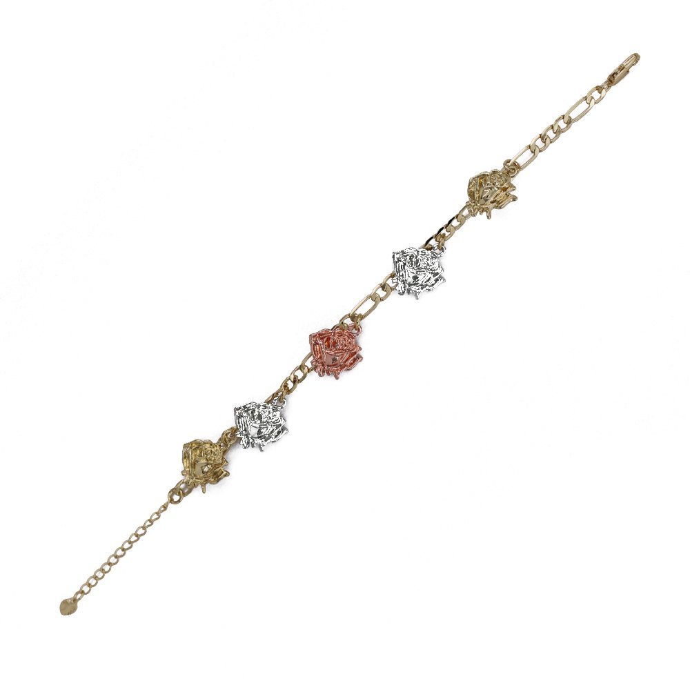 Rose Flowers Figaro Bracelet BRS 1227