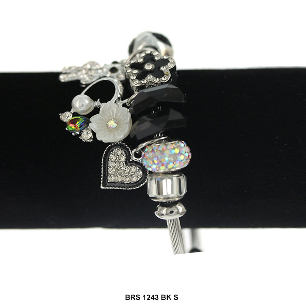 Hanging Charms Openable Bracelet BRS 1243 S BK