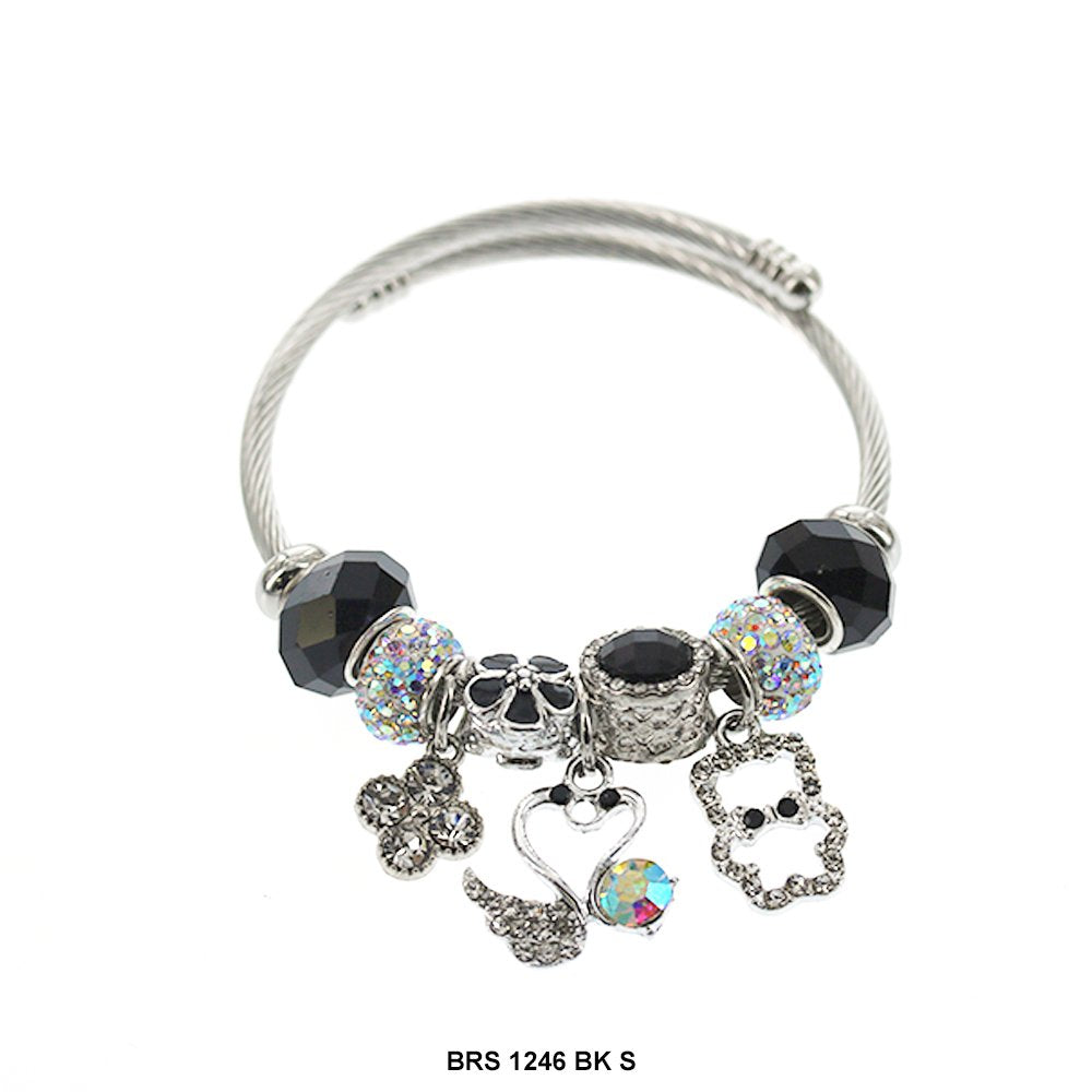 Hanging Charms Openable Bracelet BRS 1246 S BK