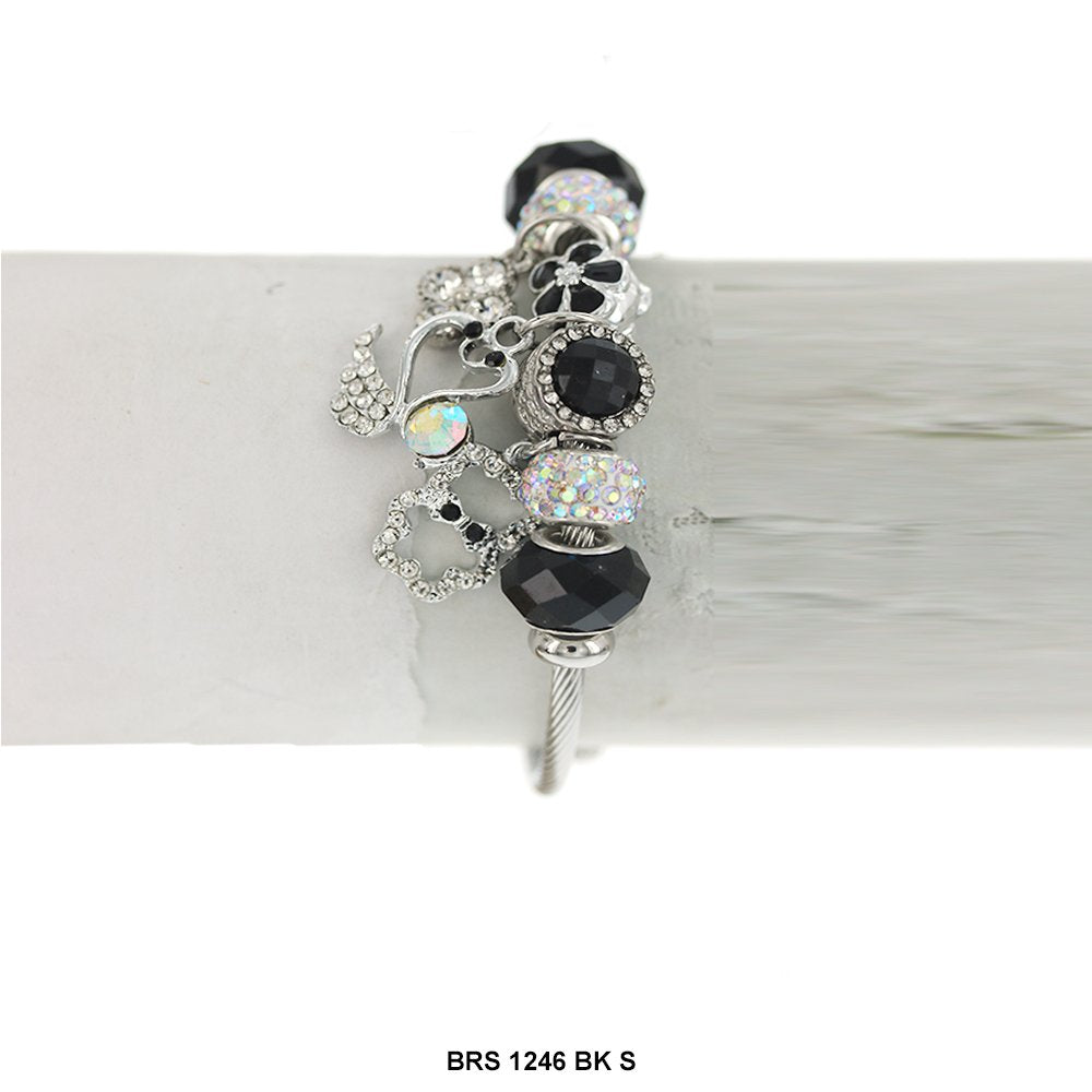 Hanging Charms Openable Bracelet BRS 1246 S BK