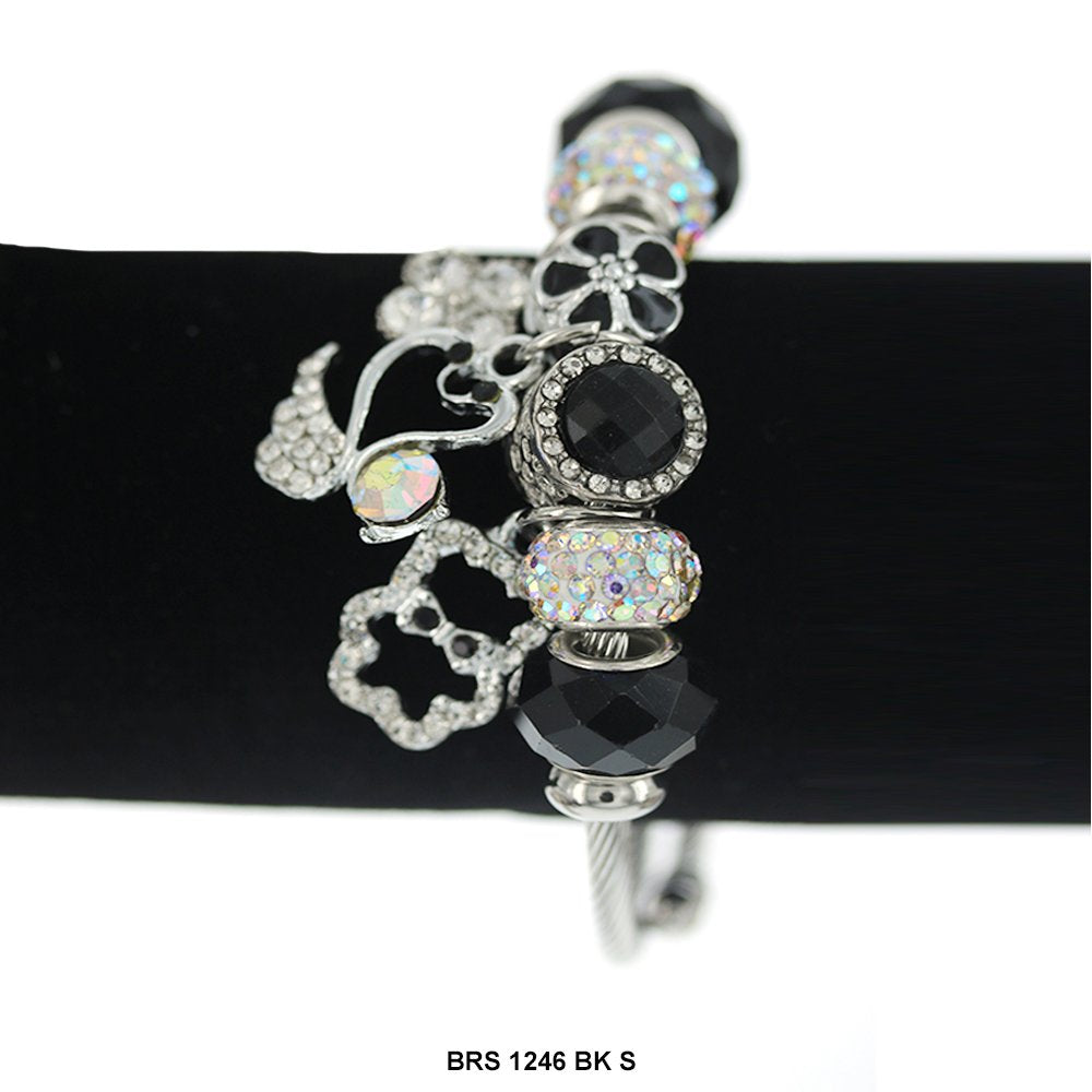 Hanging Charms Openable Bracelet BRS 1246 S BK