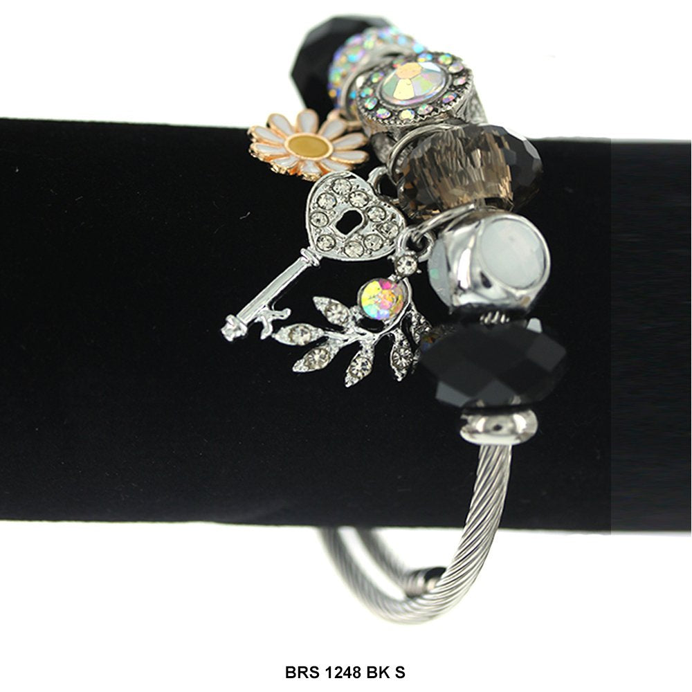 Hanging Charms Openable Bracelet BRS 1248 S BK