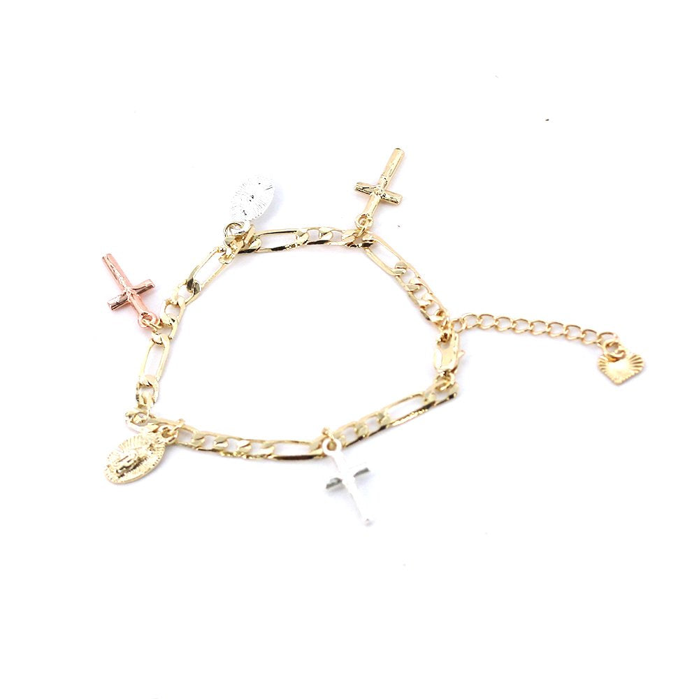 Pulsera Guadalupe Con Cruz Figaro BRS 1284