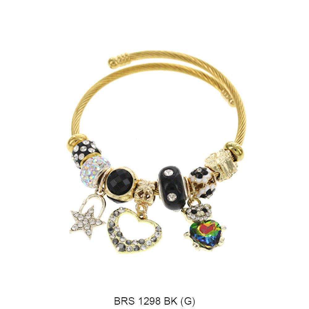 Hanging Charms Openable Bracelet BRS 1298 G BK