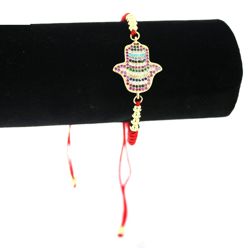 Hamsa Hand Thread Bracelet BRS 1373 R