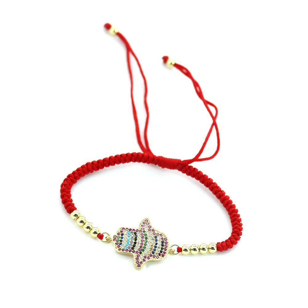 Hamsa Hand Thread Bracelet BRS 1373 R