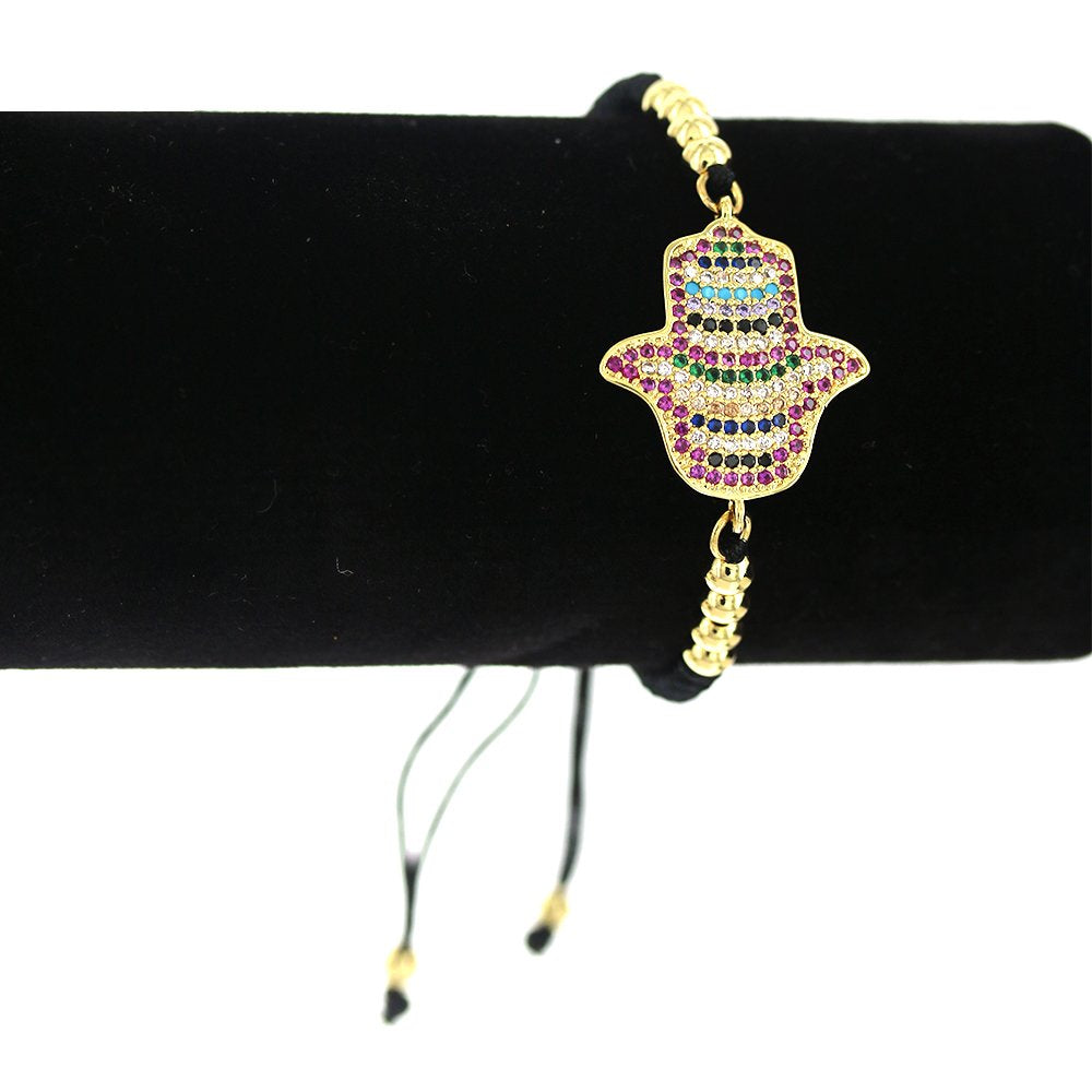 Hamsa Hand Thread Bracelet BRS 1373 BK