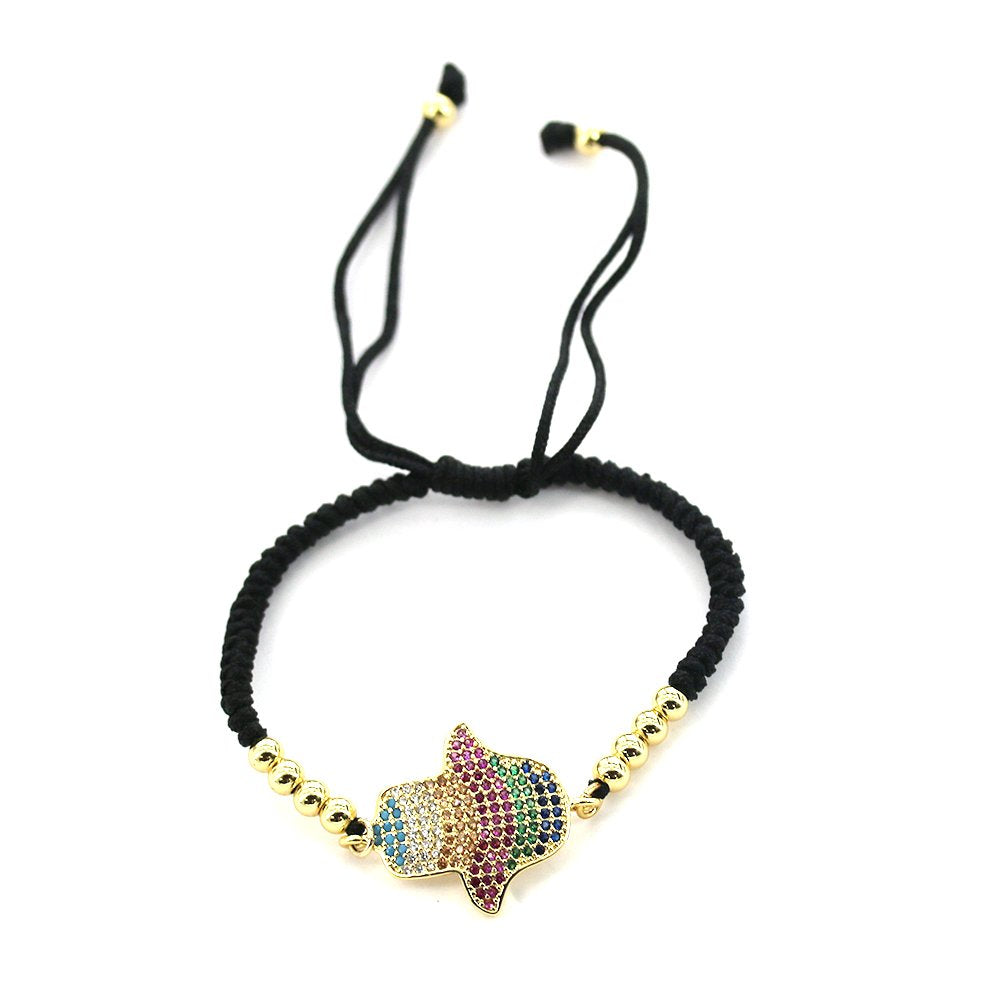 Hamsa Hand Thread Bracelet BRS 1382 BK