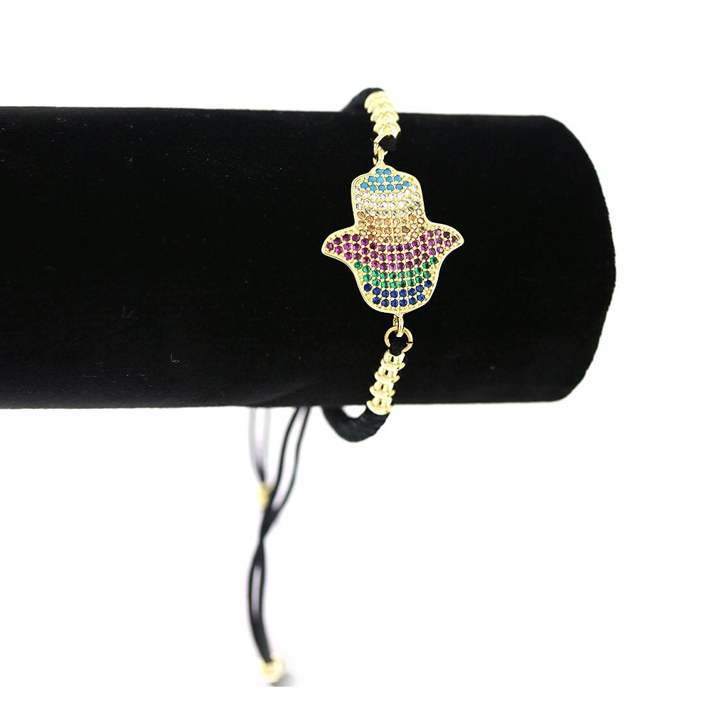 Hamsa Hand Thread Bracelet BRS 1382 BK