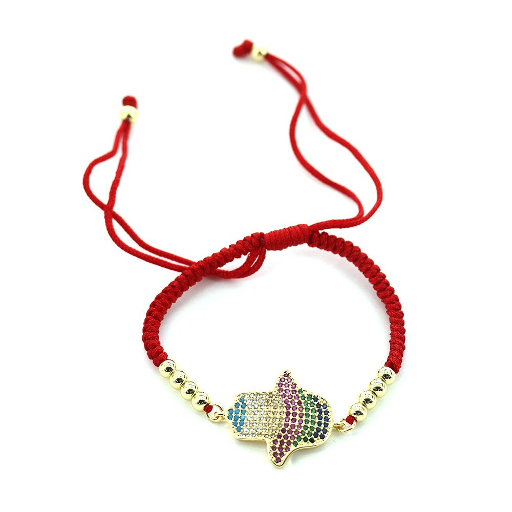 Hamsa Hand Thread Bracelet BRS 1382 R