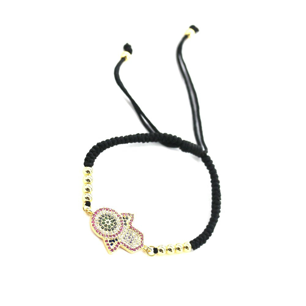 Hamsa Hand Thread Bracelet BRS 1404 BK