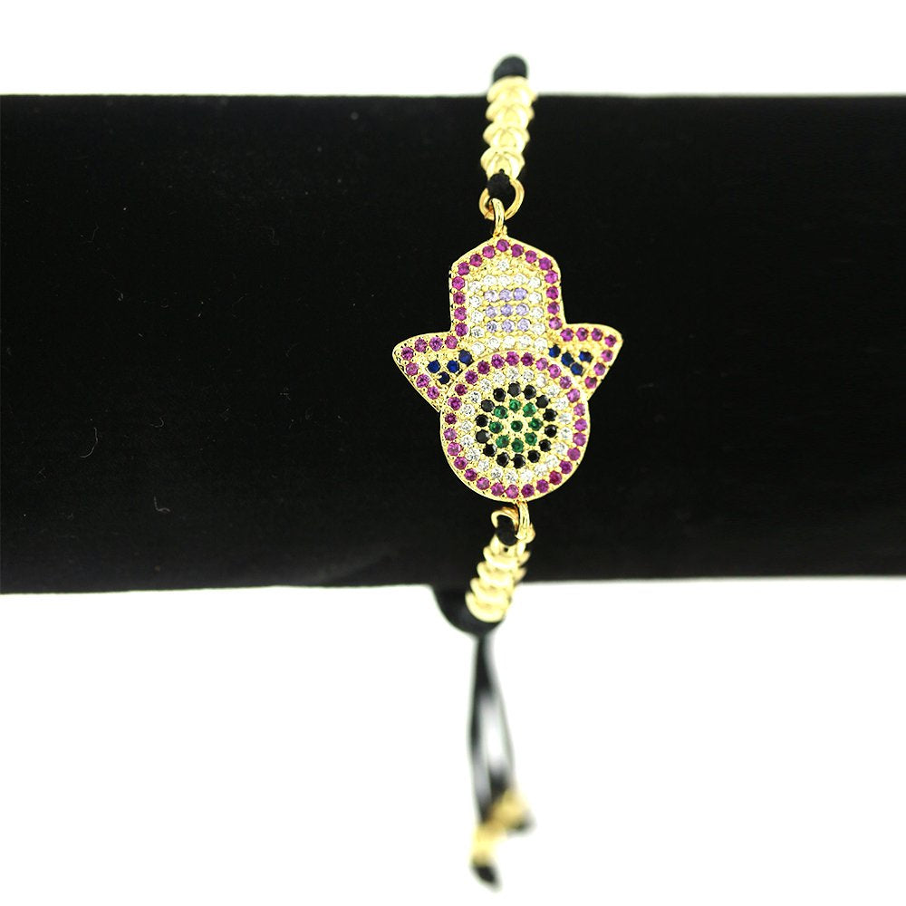 Hamsa Hand Thread Bracelet BRS 1404 BK