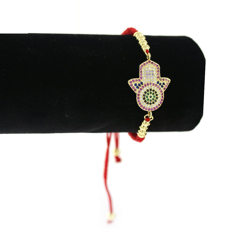 Hamsa Hand Thread Bracelet BRS 1404 R