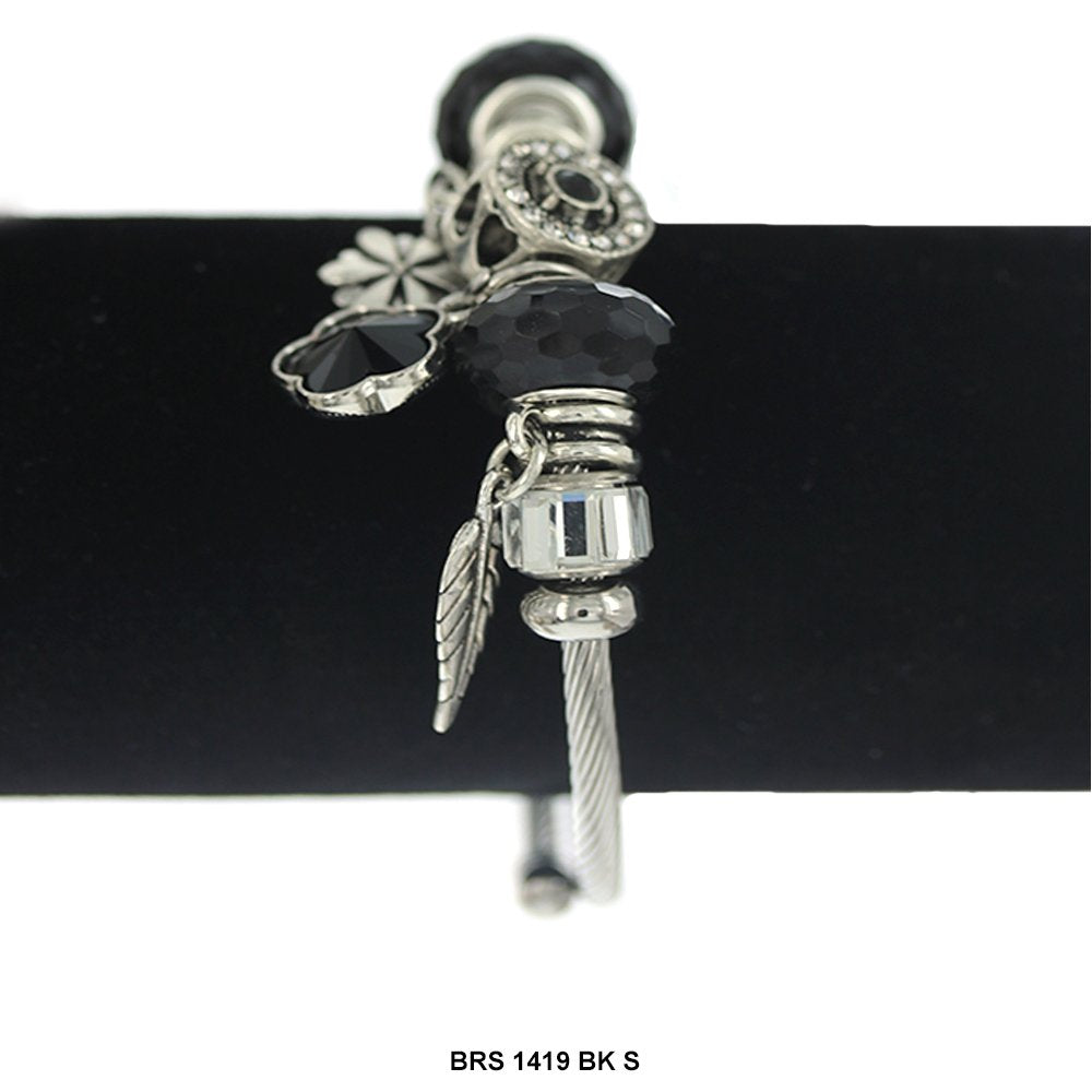 Hanging Charms Openable Bracelet BRS 1419 S BK