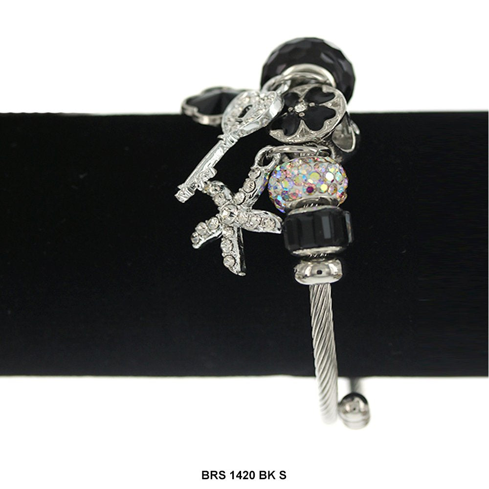 Hanging Charms Openable Bracelet BRS 1420 S BK