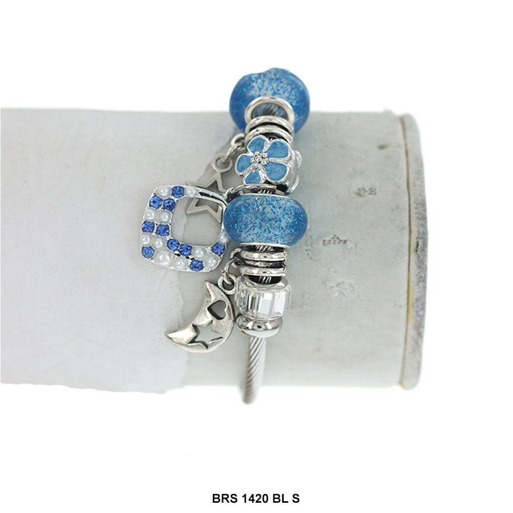 Hanging Charms Openable Bracelet BRS 1420 S BL