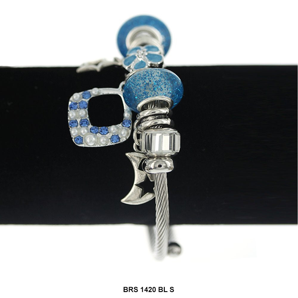 Hanging Charms Openable Bracelet BRS 1420 S BL