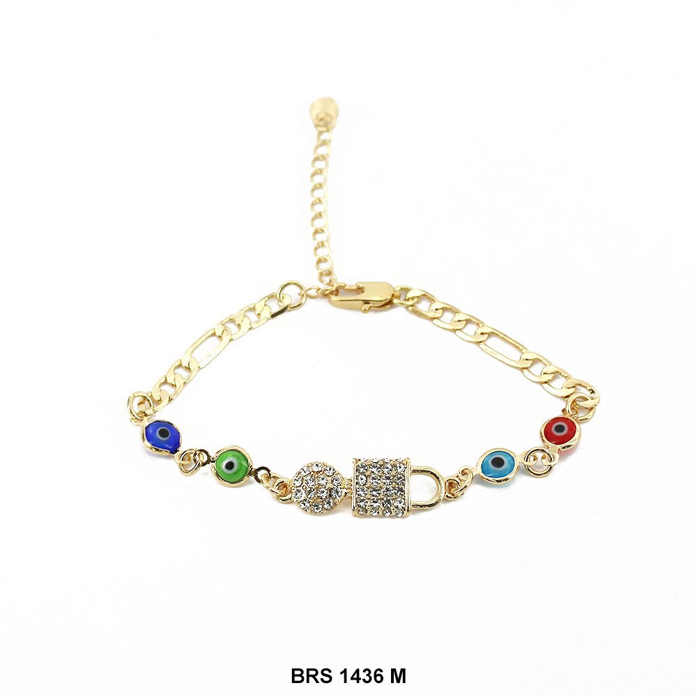 Cerradura Llave Evil Eye Figaro Pulsera BRS 1436 M