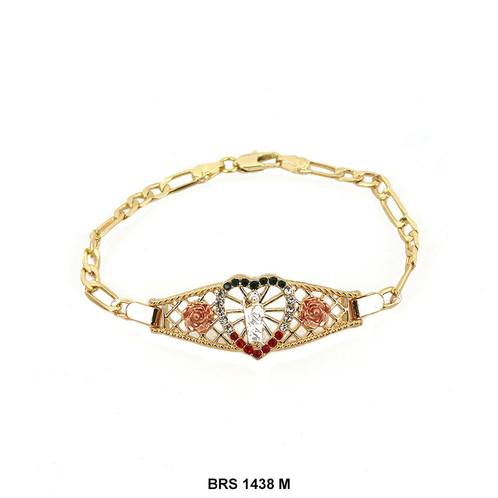 Pulsera Figaro San Judas Con Flores Multi BRS 1438 M