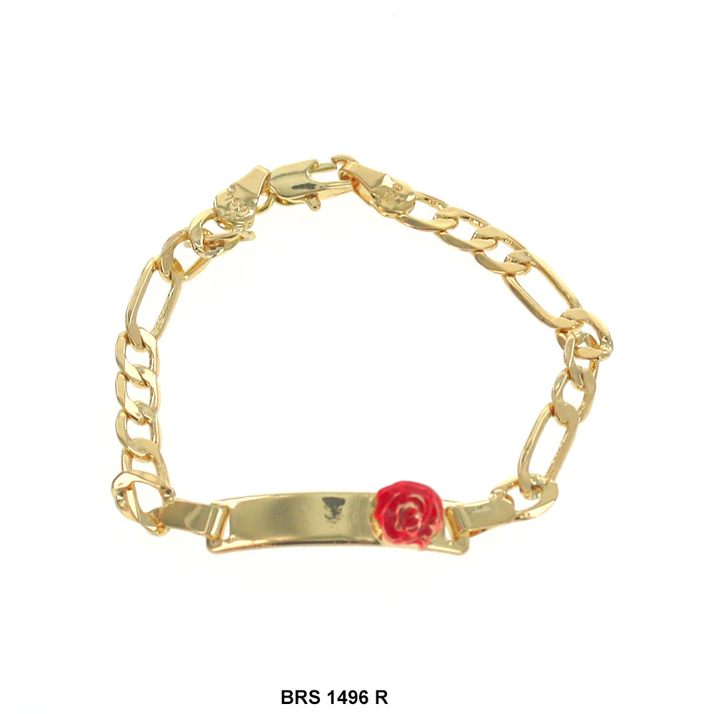 Rose Flower Charm Kids ID Bracelet BRS 1496 R