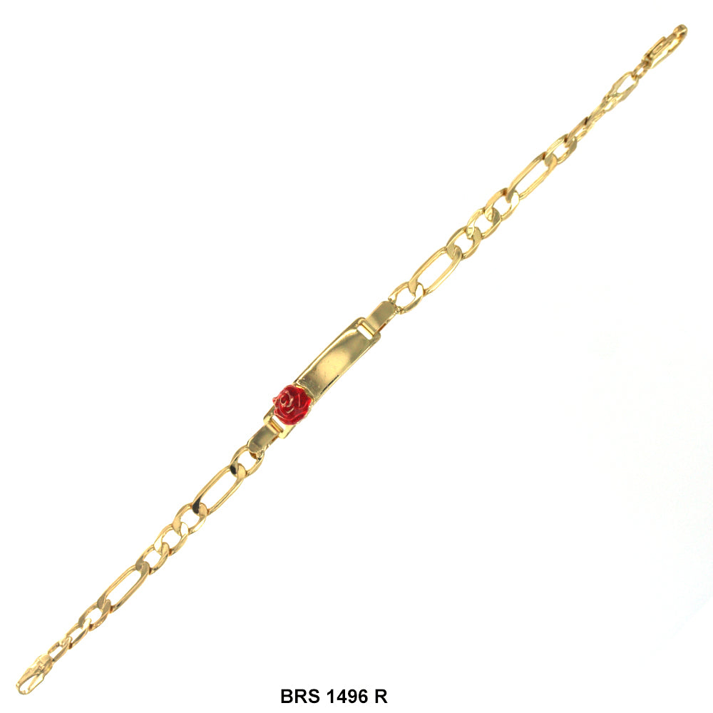 Rose Flower Charm Kids ID Bracelet BRS 1496 R