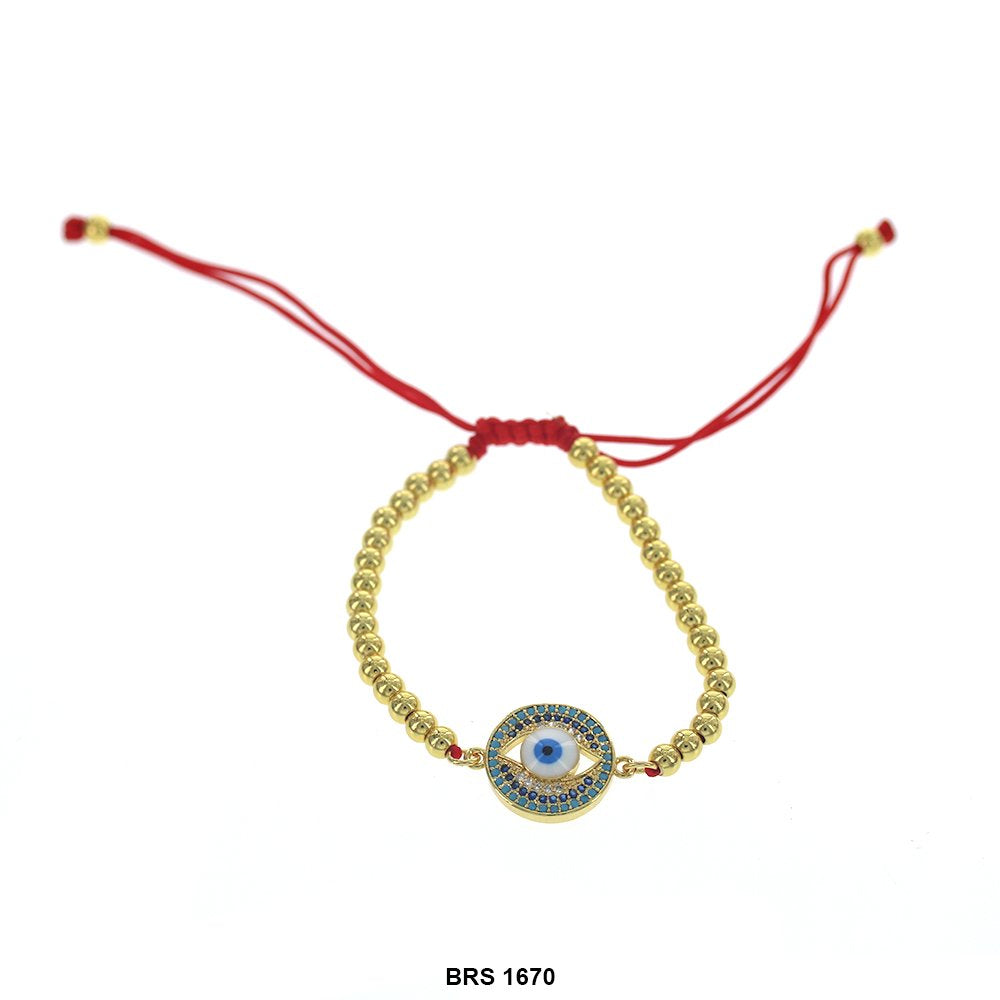 Evil Eye Thread And Beads Adjustable Bracelet BRS 1670