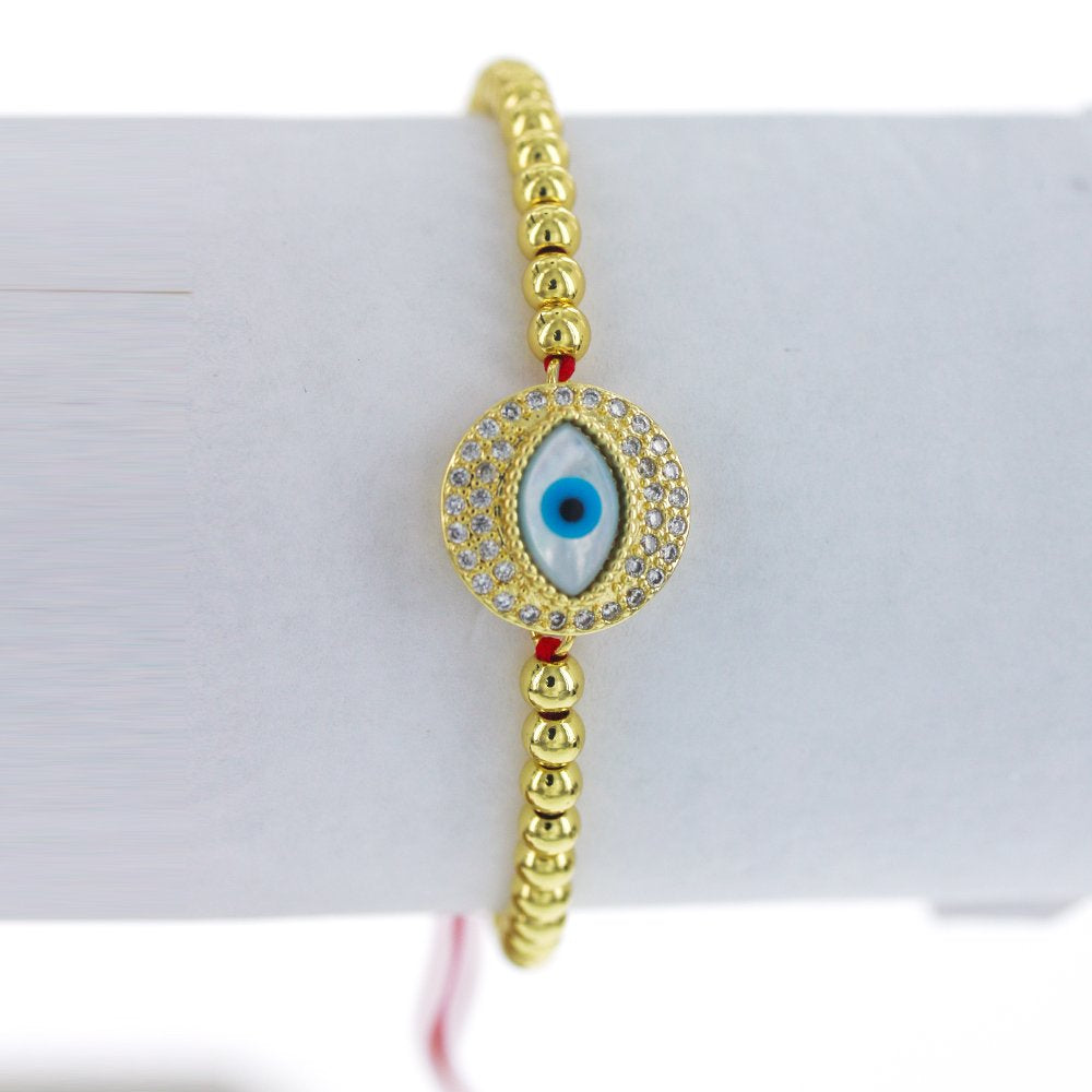 Evil Eye Thread And Beads Adjustable Bracelet BRS 1676