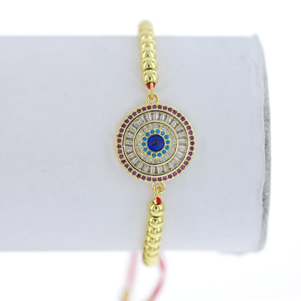 Pulsera Ajustable Evil Eye Hilo Y Cuentas BRS 1677