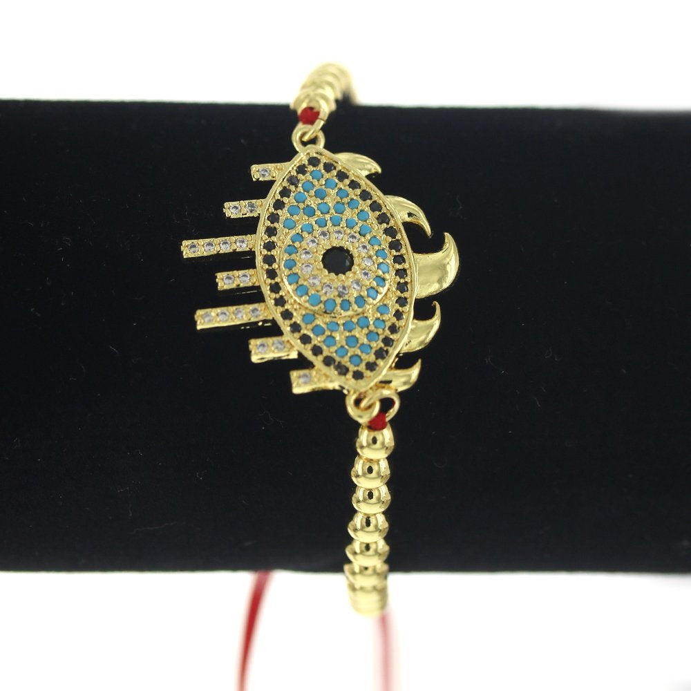 Pulsera Ajustable Evil Eye Hilo Y Abalorios BRS 1678