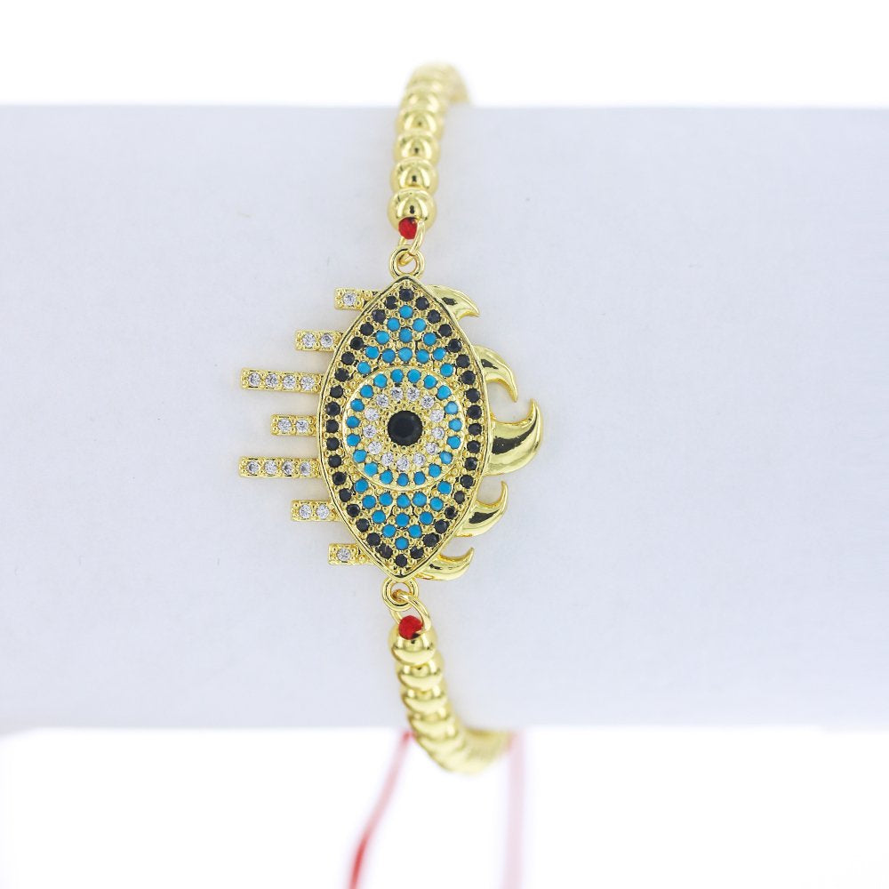 Pulsera Ajustable Evil Eye Hilo Y Abalorios BRS 1678