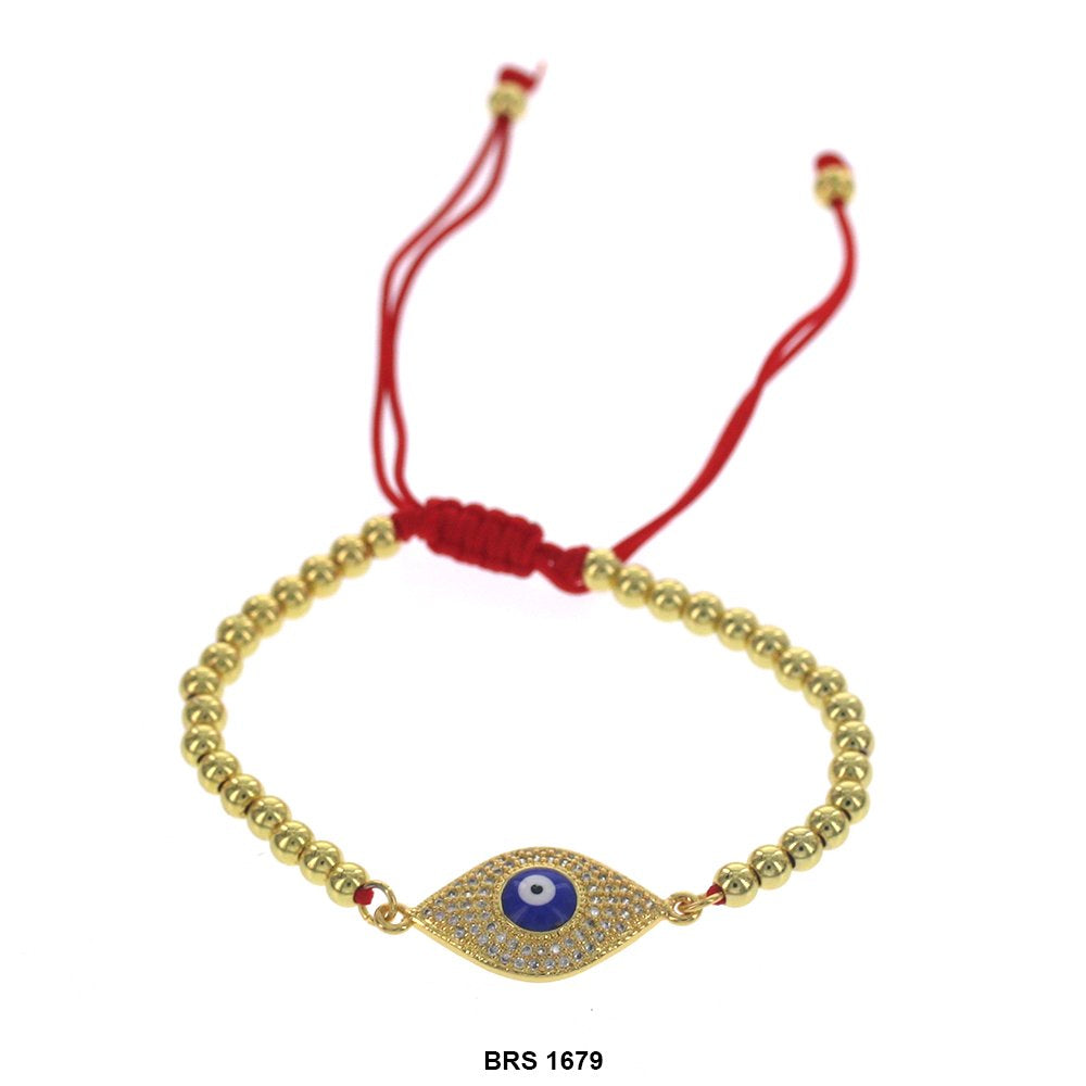 Evil Eye Thread And Beads Adjustable Bracelet BRS 1679