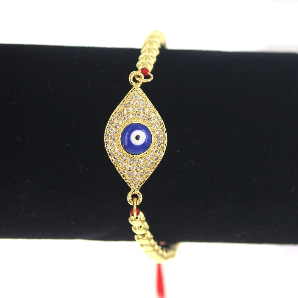 Evil Eye Thread And Beads Adjustable Bracelet BRS 1679