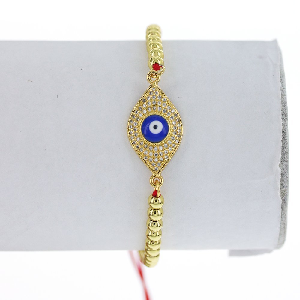 Evil Eye Thread And Beads Adjustable Bracelet BRS 1679