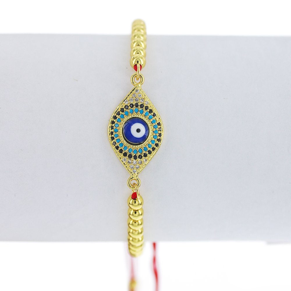 Pulsera Ajustable De Hilo Y Abalorios Evil Eye BRS 1680