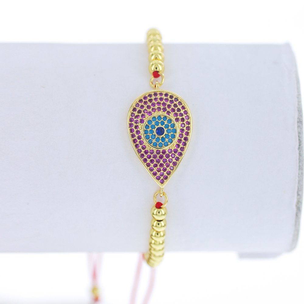 Pulsera Ajustable De Hilo Y Abalorios Evil Eye BRS 1683