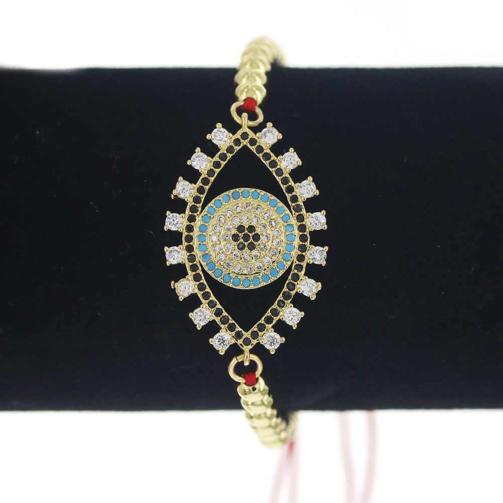 Pulsera Ajustable Evil Eye Hilo Y Cuentas BRS 1684