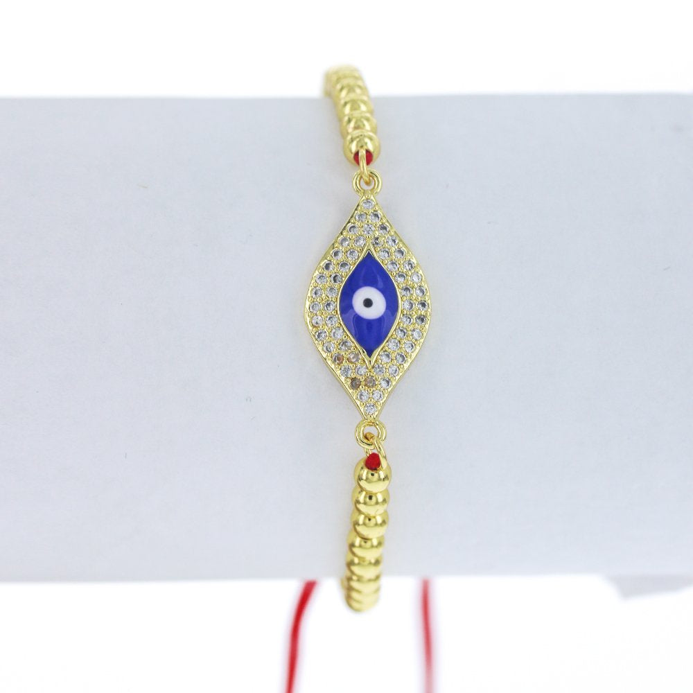 Evil Eye Thread And Beads Adjustable Bracelet BRS 1685